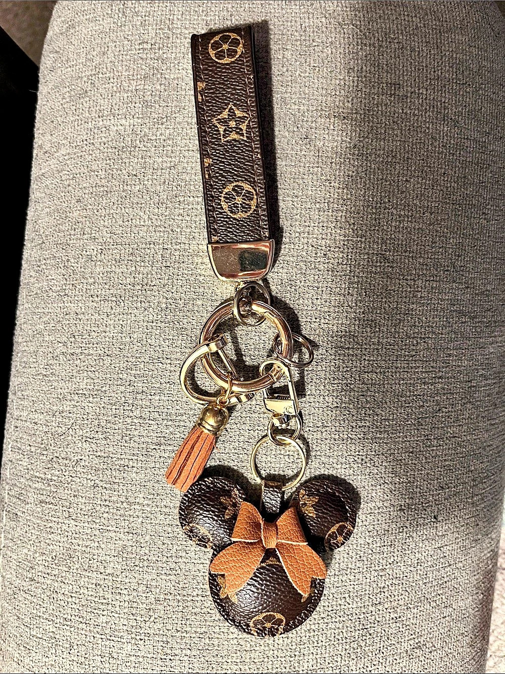 Brown & Orange Monogram Keychain